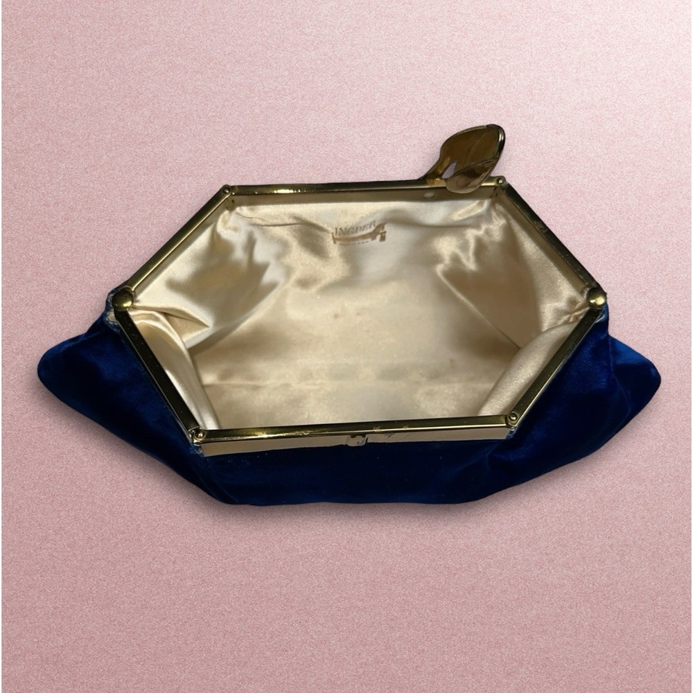Vintage INGBER Royal Blue Velvet Clutch Purse - Picture 6 of 7